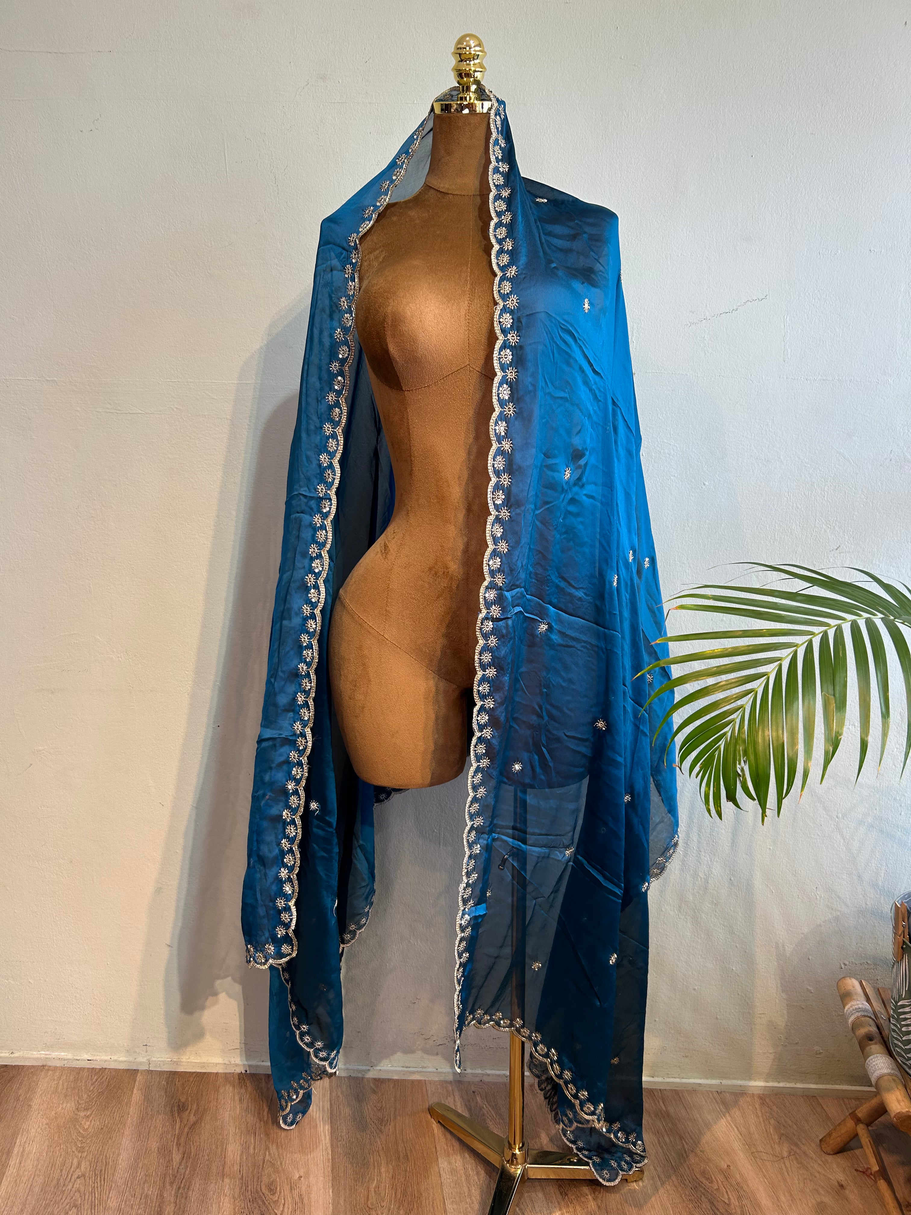 beaded silk georgette dupatta