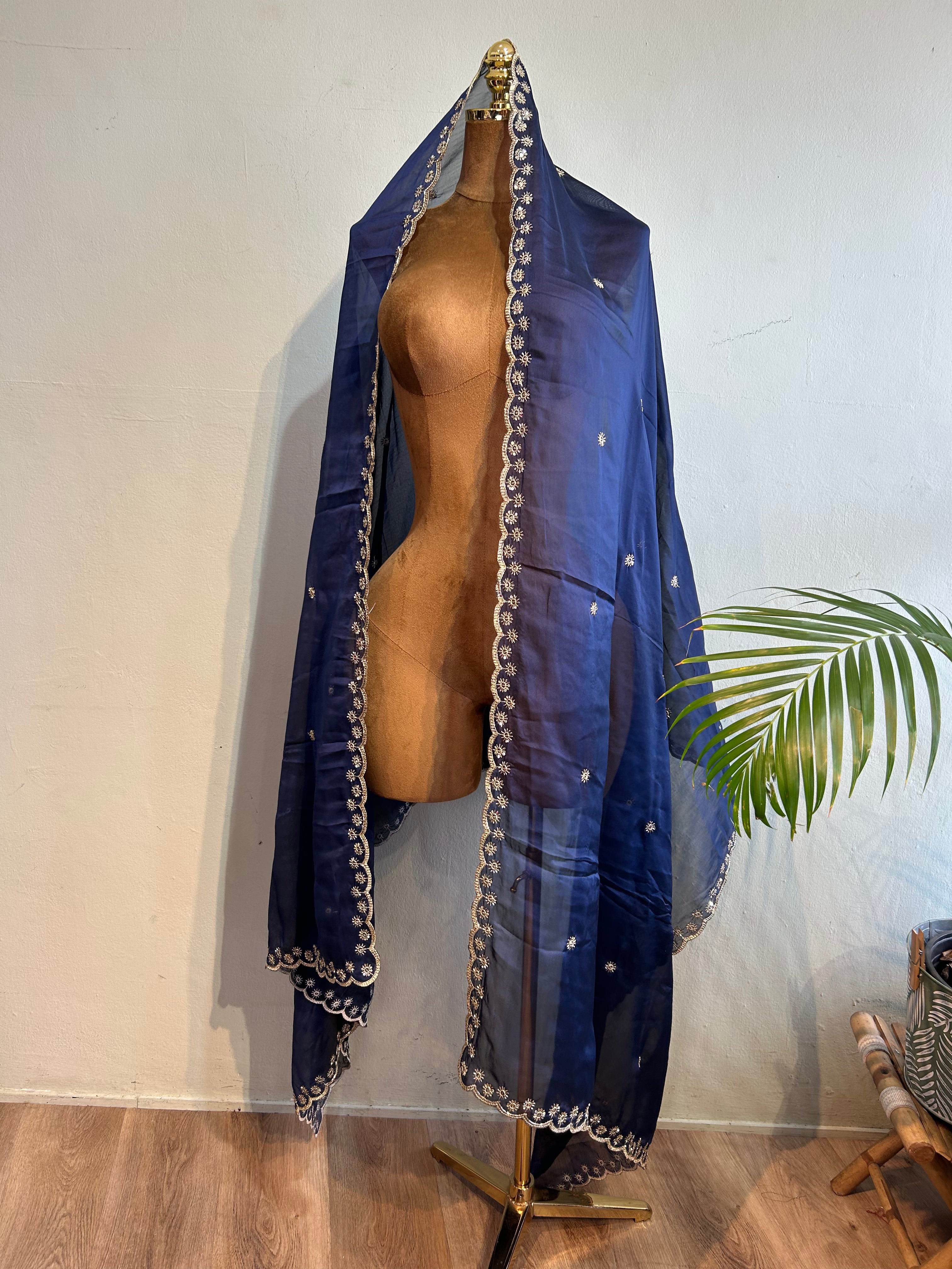 beaded silk georgette dupatta