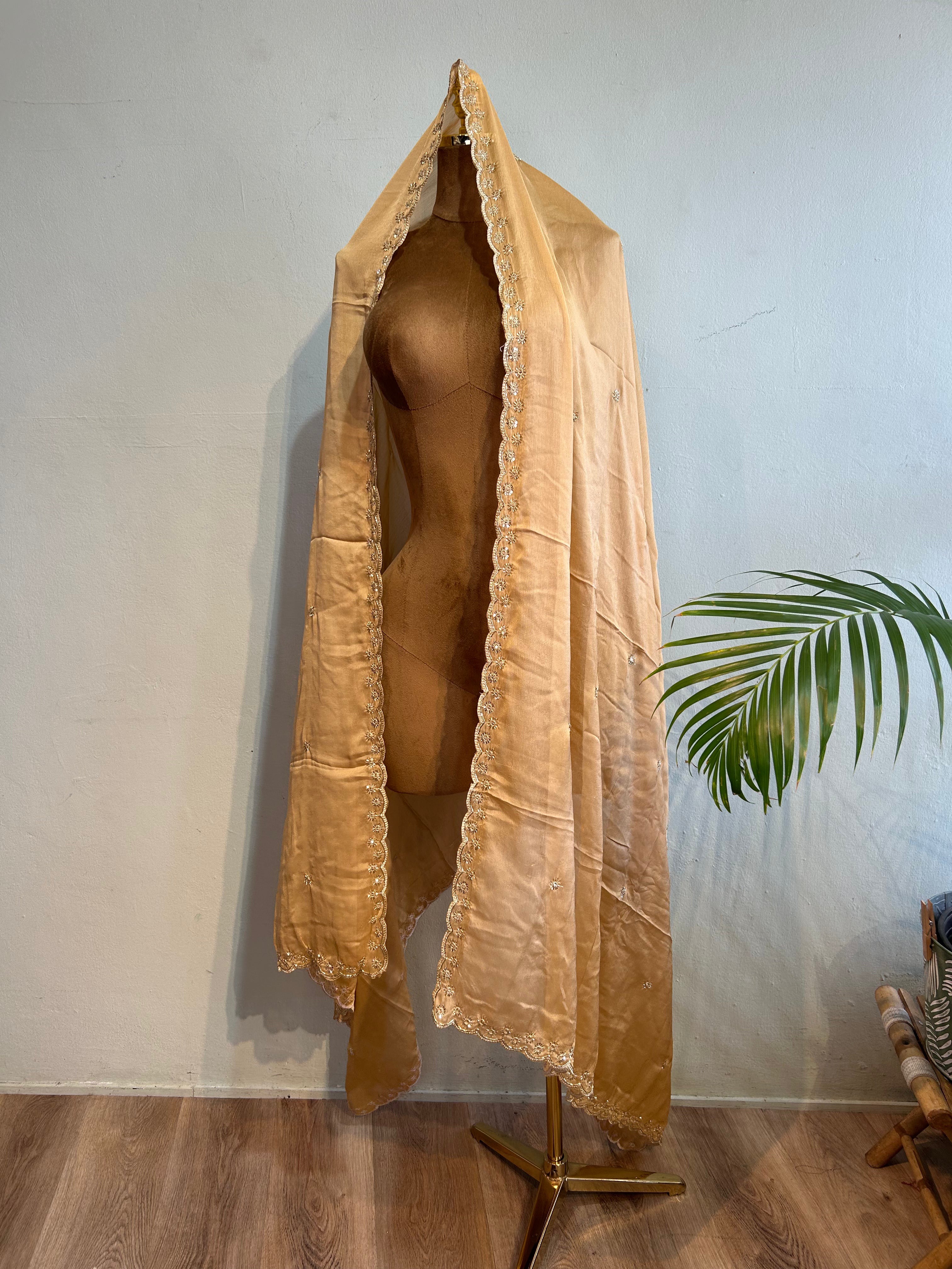 beaded silk georgette dupatta
