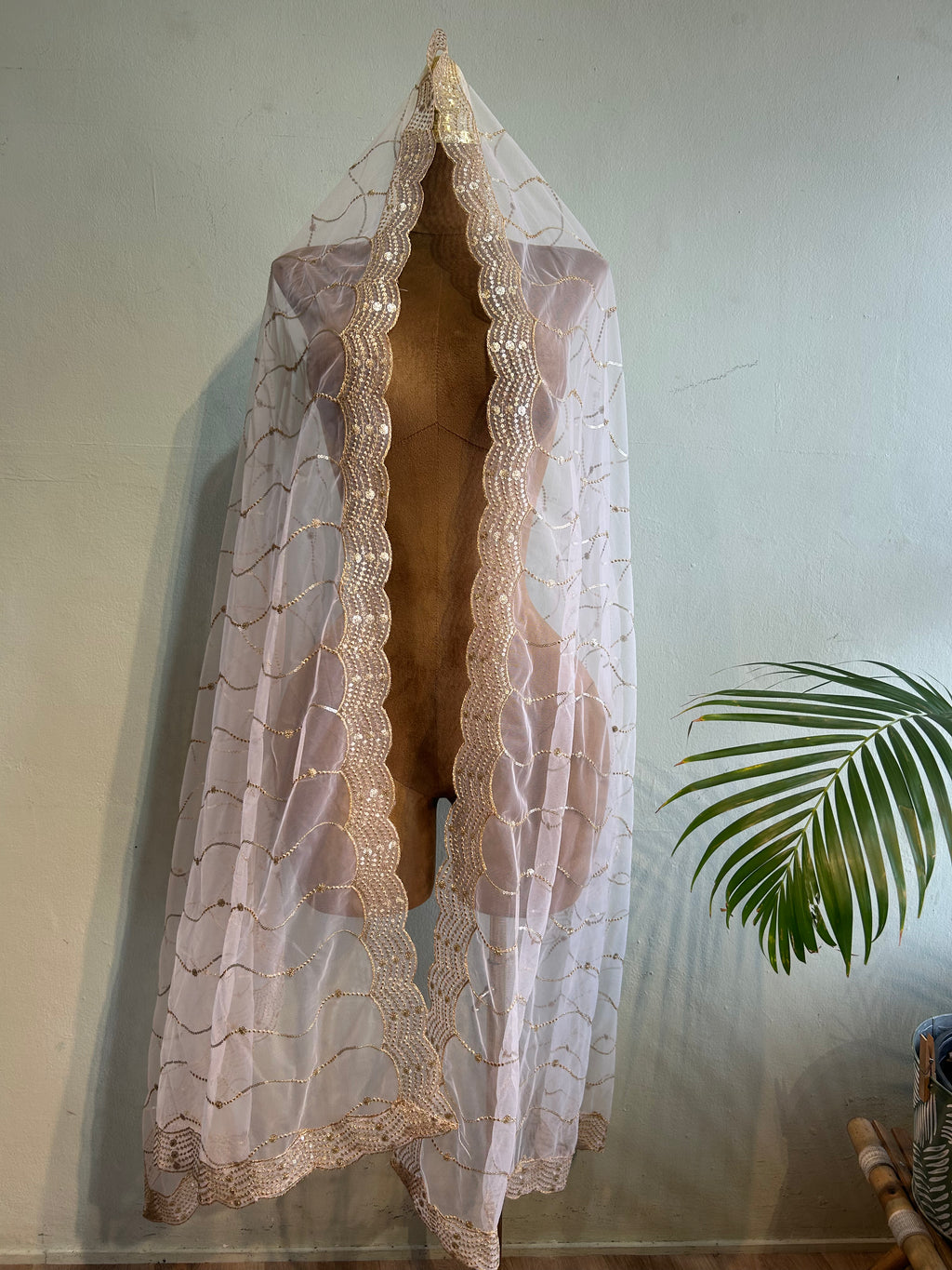 Net dupatta with sequins