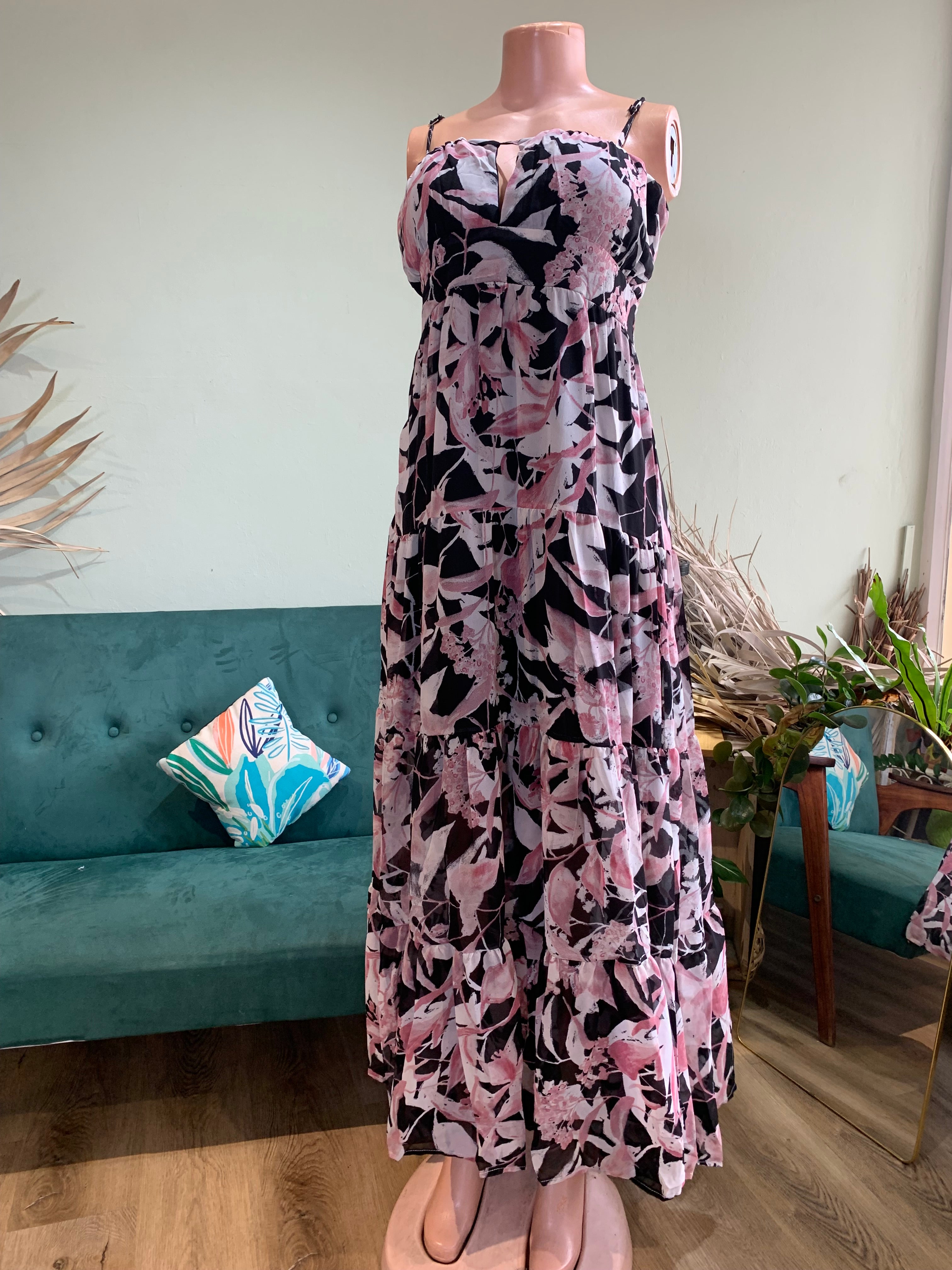 Chiffon Dress with V cut