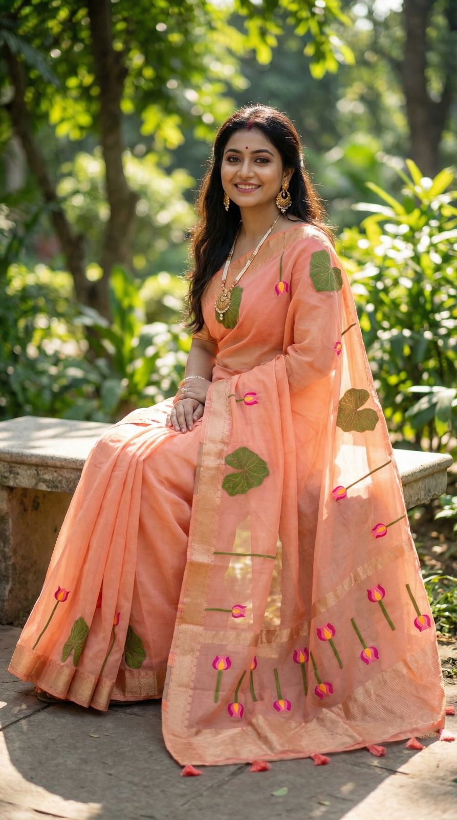 Jamdani cotton lotus saree
