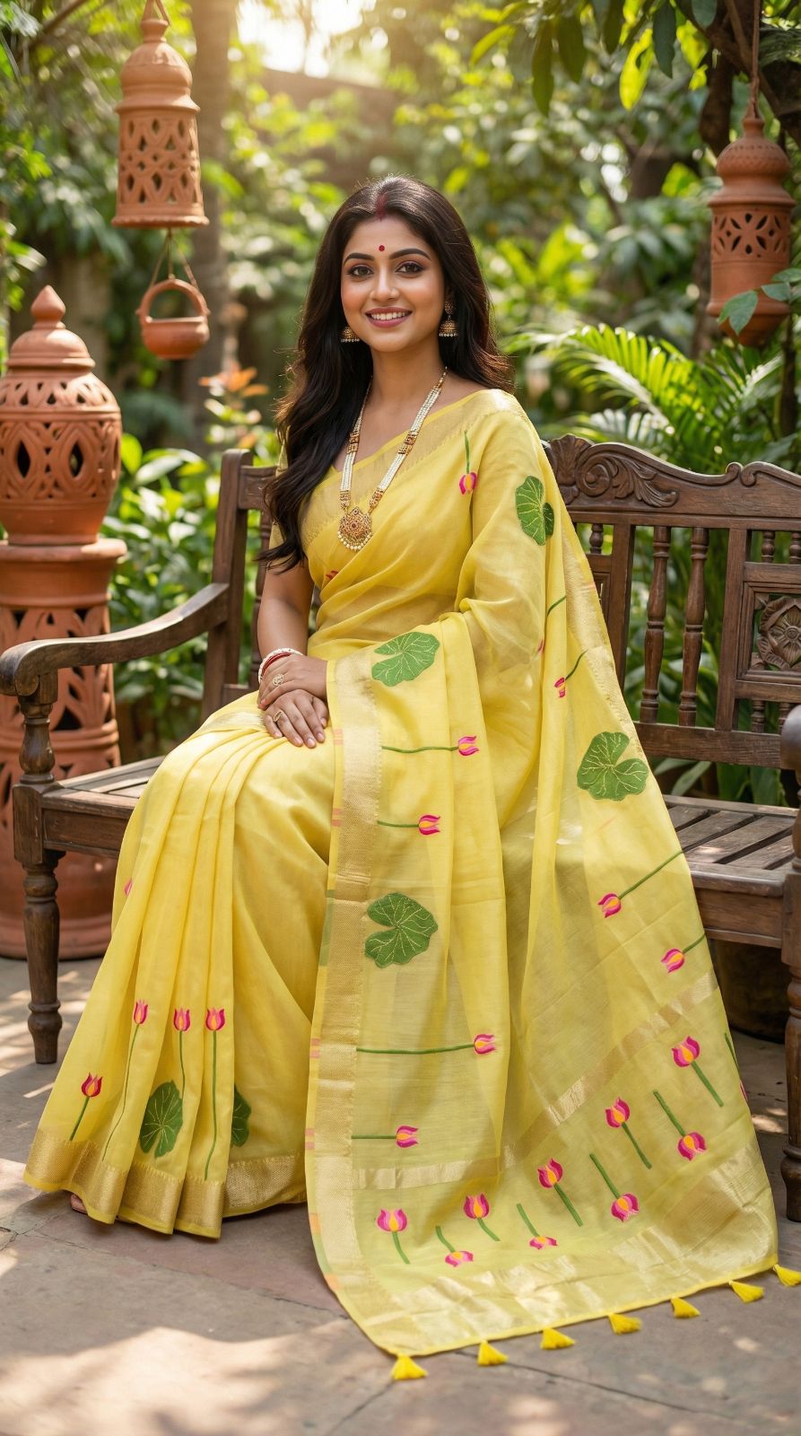 Jamdani cotton lotus saree